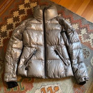 SAM. Silver Puffer Coat size Small